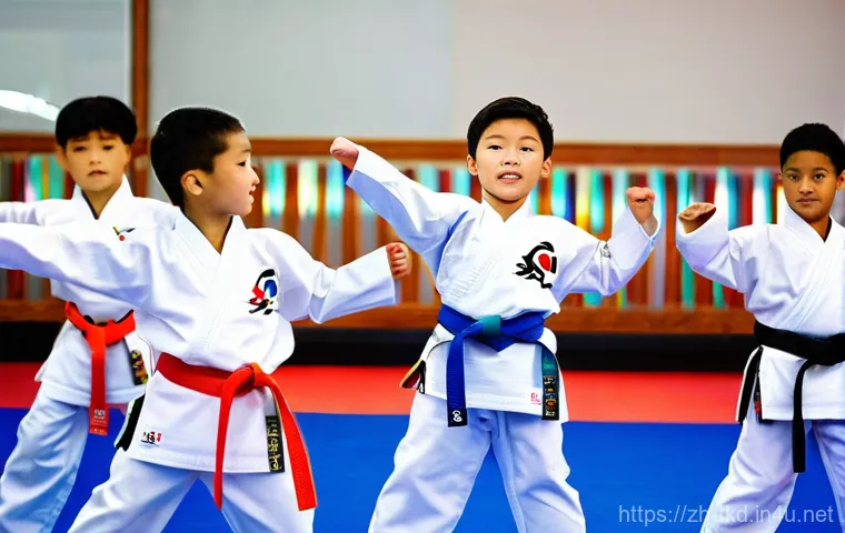 태권도 명절 행사 아이디어 - **Prompt 1: "Little Warrior Challenge Day"**
    A vibrant, dynamic shot of diverse children, aged 6...