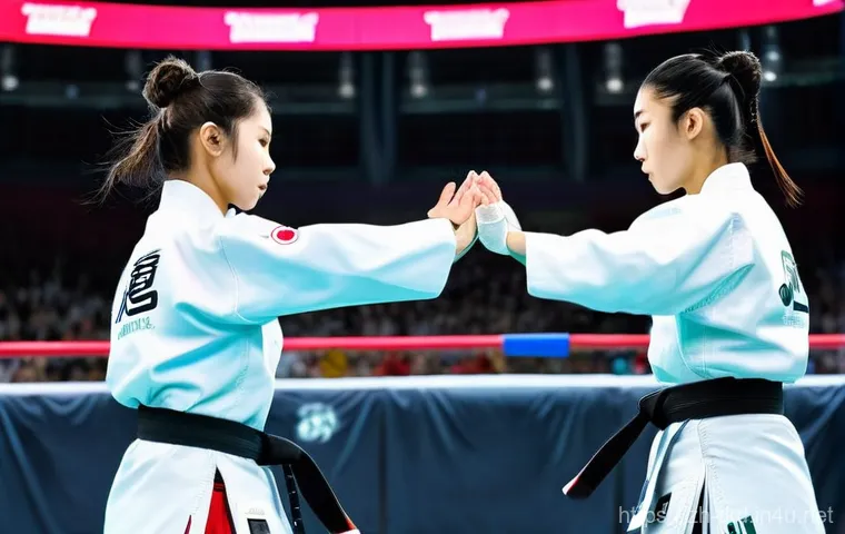 태권도 경기에서 사용하는 점수판 - **Image Prompt 1: The Evolution of Taekwondo Scoring - A Dual Perspective**
    Create an image depi...