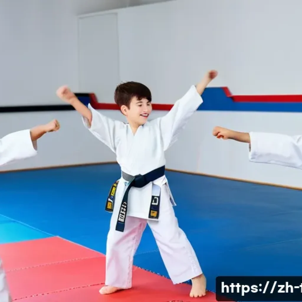 태권도 이벤트 개최 방법 - **A group of young children (ages 6-8) are participating in a taekwondo class. They are wearing whit...