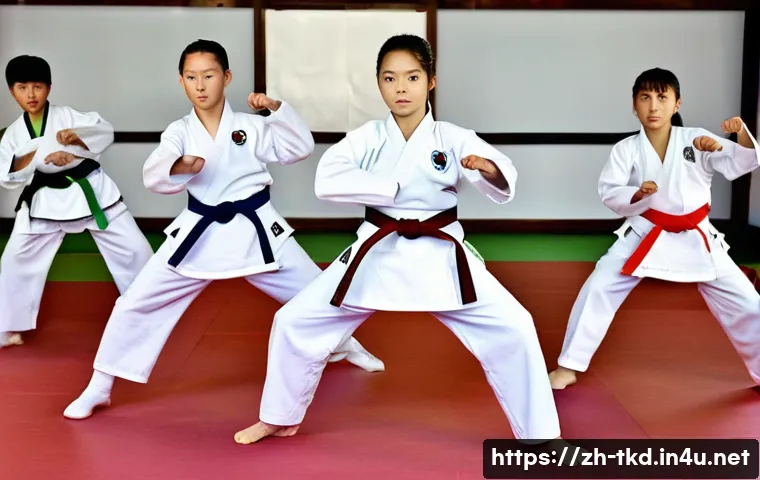 태권도 유단자와 유급자 차이 - **Prompt 1: The Aspiring Color Belt Student**
    A full-shot image capturing a diverse group of you...